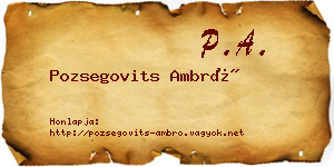 Pozsegovits Ambró névjegykártya